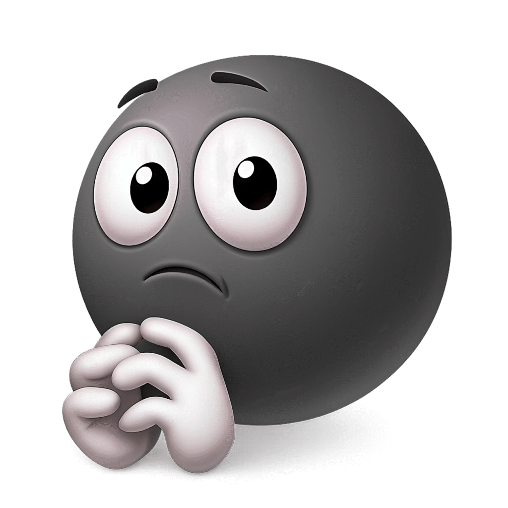 Black Shy Emoji PNG with Nervous Eyes and Folded Hands &ndash; Transparent Background ClipArt
