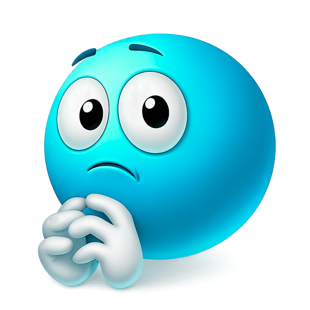 Blue Shy Emoji PNG &ndash; Nervous Cartoon Face with Folded Hands on Transparent Background