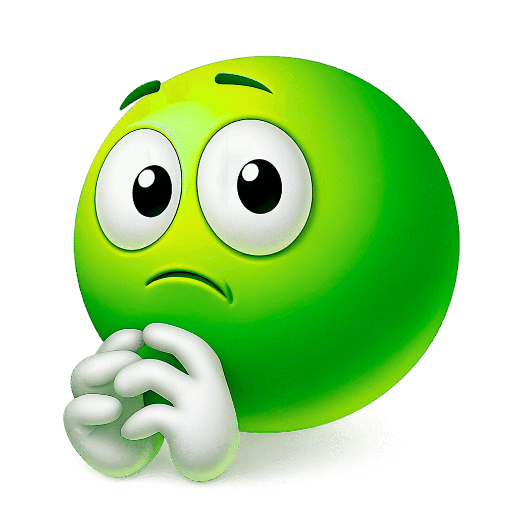 Green Shy Emoji PNG with Nervous Facial Expression and Clasped Hands &ndash; Transparent ClipArt Download