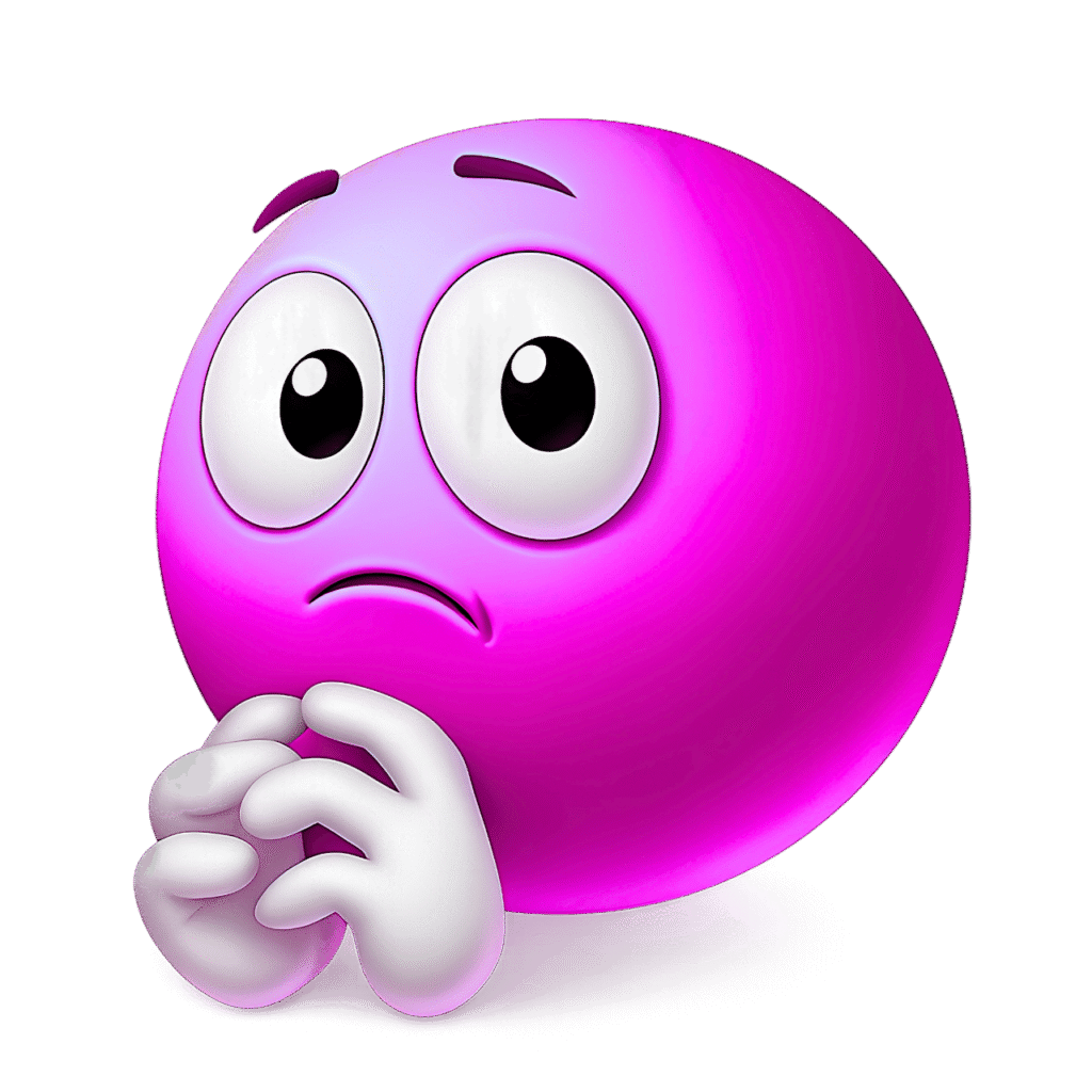 Purple Shy Emoji PNG &ndash; Nervous Face with Folded Hands on Transparent Background
