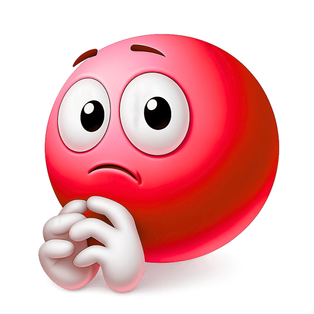 Red Shy Emoji PNG with Nervous Expression and Folded Hands &ndash; 3D ClipArt on Transparent Background