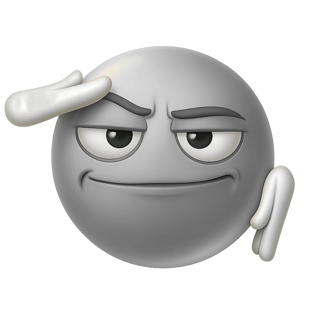 White Salute Emoji PNG &ndash; 3D Smirking Face with Salute Gesture, Transparent Background for Thumbnails, Reels & Edits