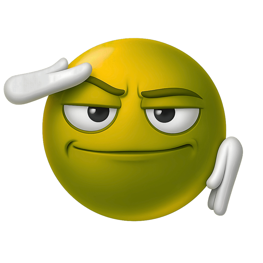 Yellow 3D Salute Emoji PNG &ndash; Transparent Background Clipart of Confident Face Emoji Saluting