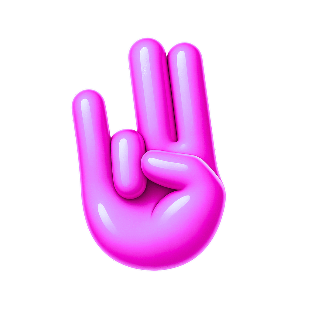 3D pink shocker hand emoji with glossy finish and transparent 