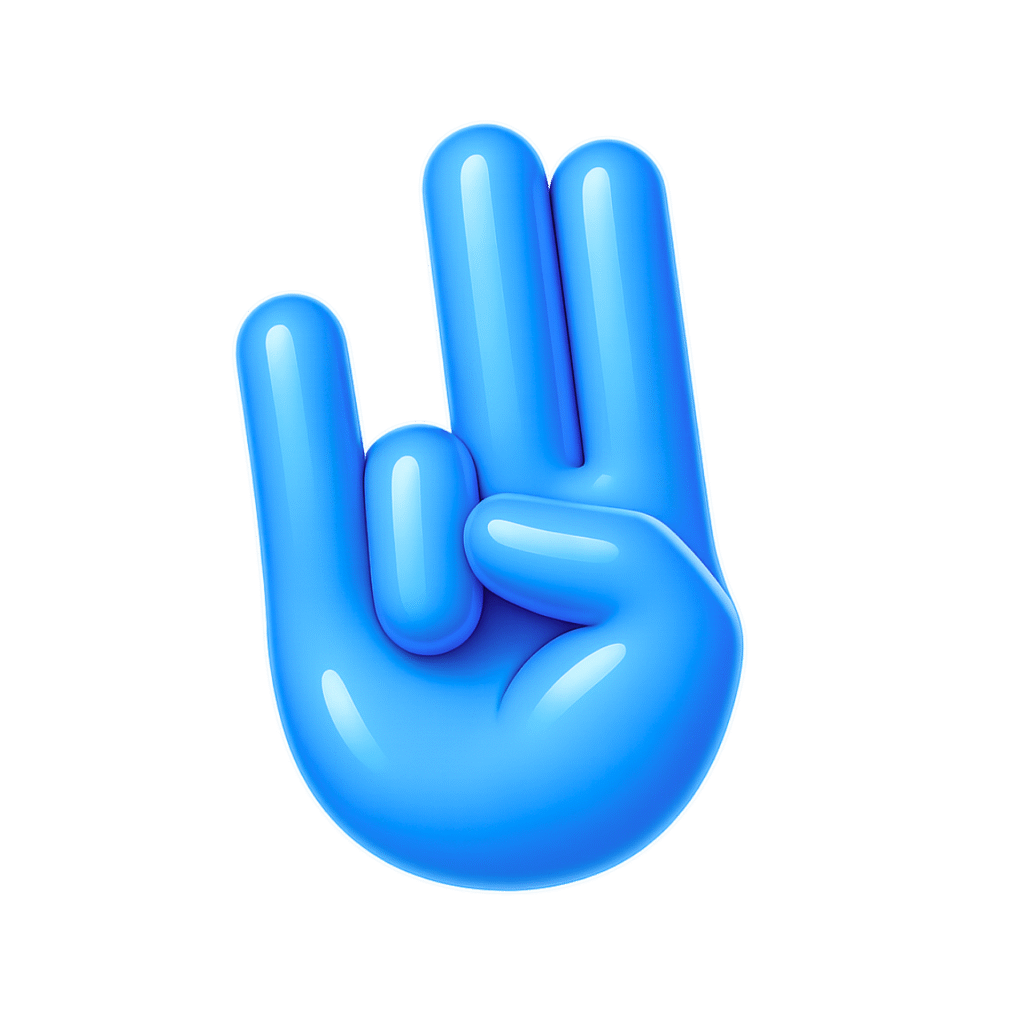 3D cartoon-style shocker hand emoji in glossy sky-blue with extended fingers