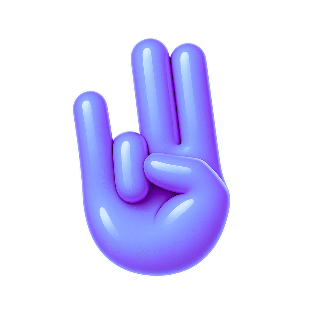 Glossy blue 3D shocker emoji hand gesture with transparent background in HD