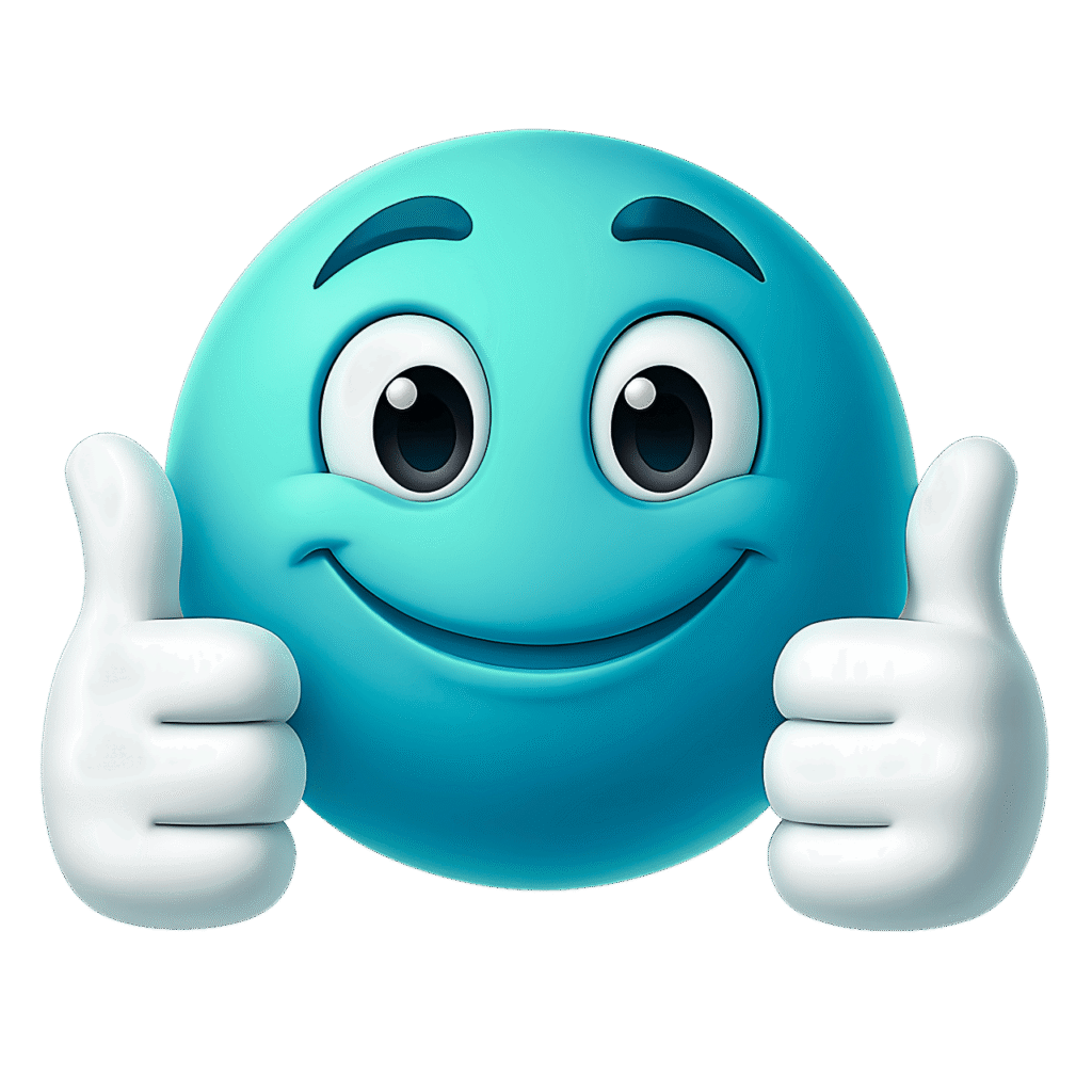 Happy Blue Emoji Giving Two Thumbs Up &ndash; 3D Approval Gesture on Transparent Background