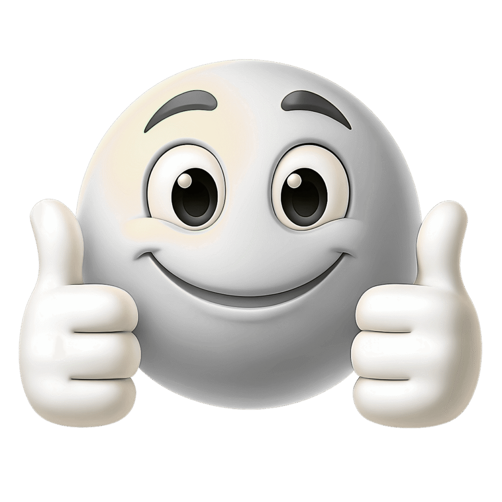 3D Smiling Emoji with Double Thumbs Up Gesture &ndash; Positive Reaction PNG Transparent Background