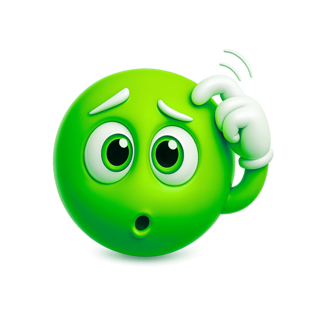 This 3D green scratching head emoji is perfect for expressing confusion, hesitation, or a &ldquo;What&rsquo;s going on?&rdquo; moment. With a vivid green color, oversized expressive eyes, and a puzzled look, it adds character to any chat or design. The emoji&rsquo;s raised eyebrows and iconic white-gloved hand scratching its head bring that classic &ldquo;thinking hard&rdquo; emotion to life. Ideal for use in social media posts, reactions, memes, or even educational and tech-related visuals. It&rsquo;s free to download, high resolution, and comes with a transparent background &mdash; ready to be used anywhere!