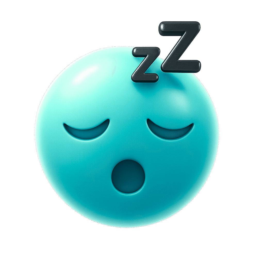 Turquoise 3D Sleep Emoji with Closed Eyes, Yawning Mouth, and Zzz Symbol &ndash; Transparent PNG