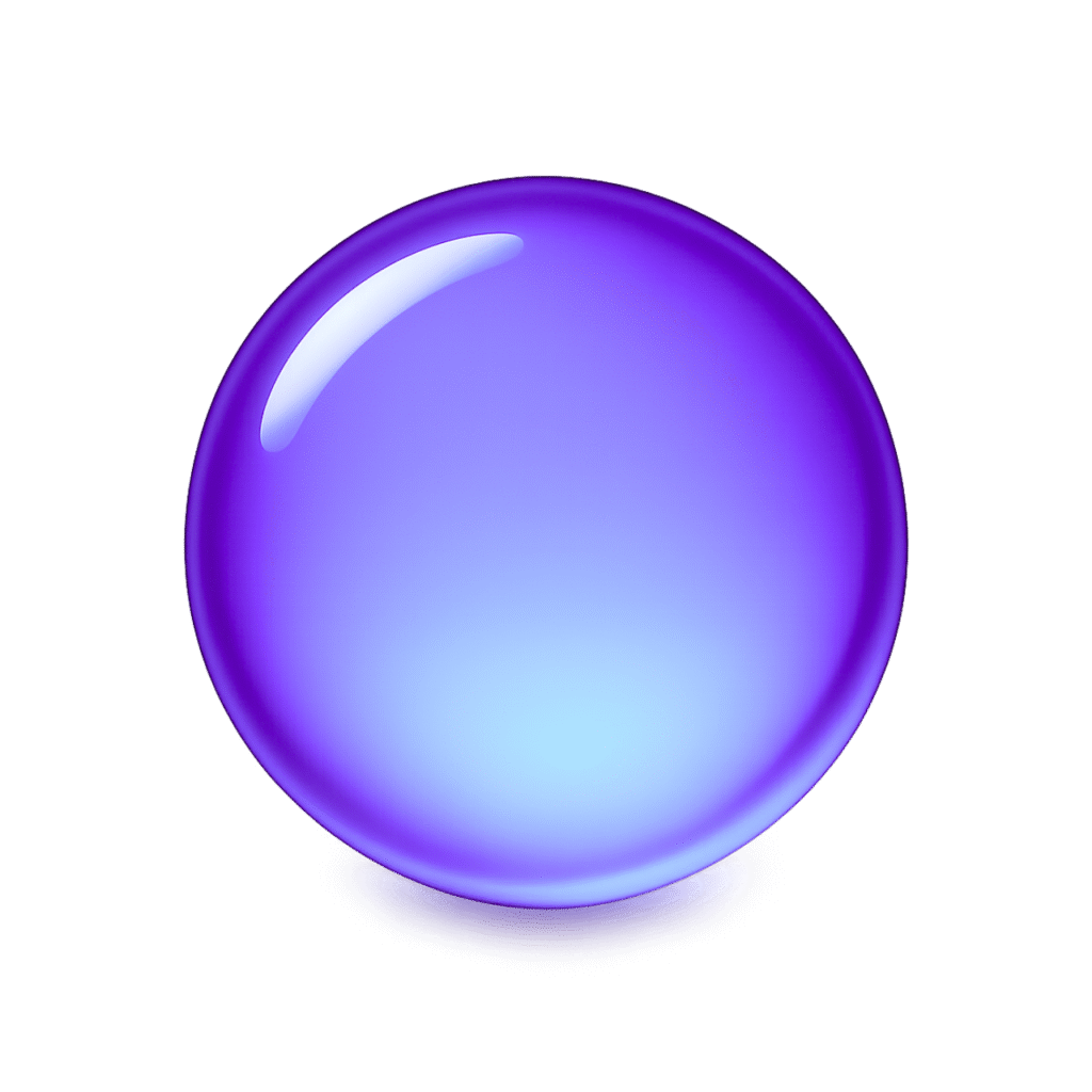 Glossy purple circle emoji with glowing center, vibrant violet shade, and 3D shine on transparent background
