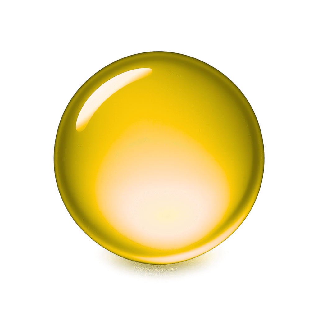 High-resolution glossy yellow emoji sphere with glowing light reflection and soft 3D design