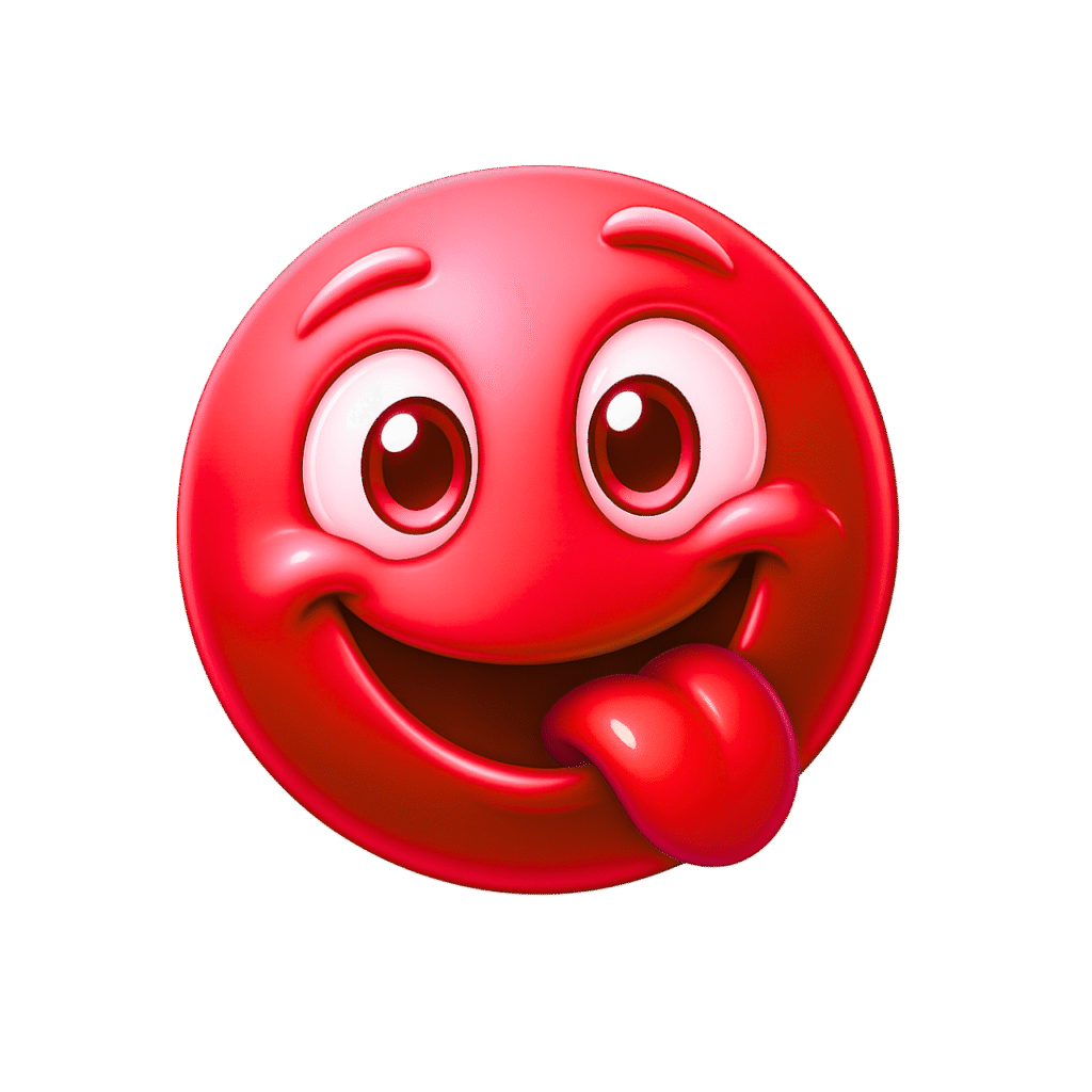 3D Red Yum Emoji with Playful Red Tongue &ndash; Transparent PNG