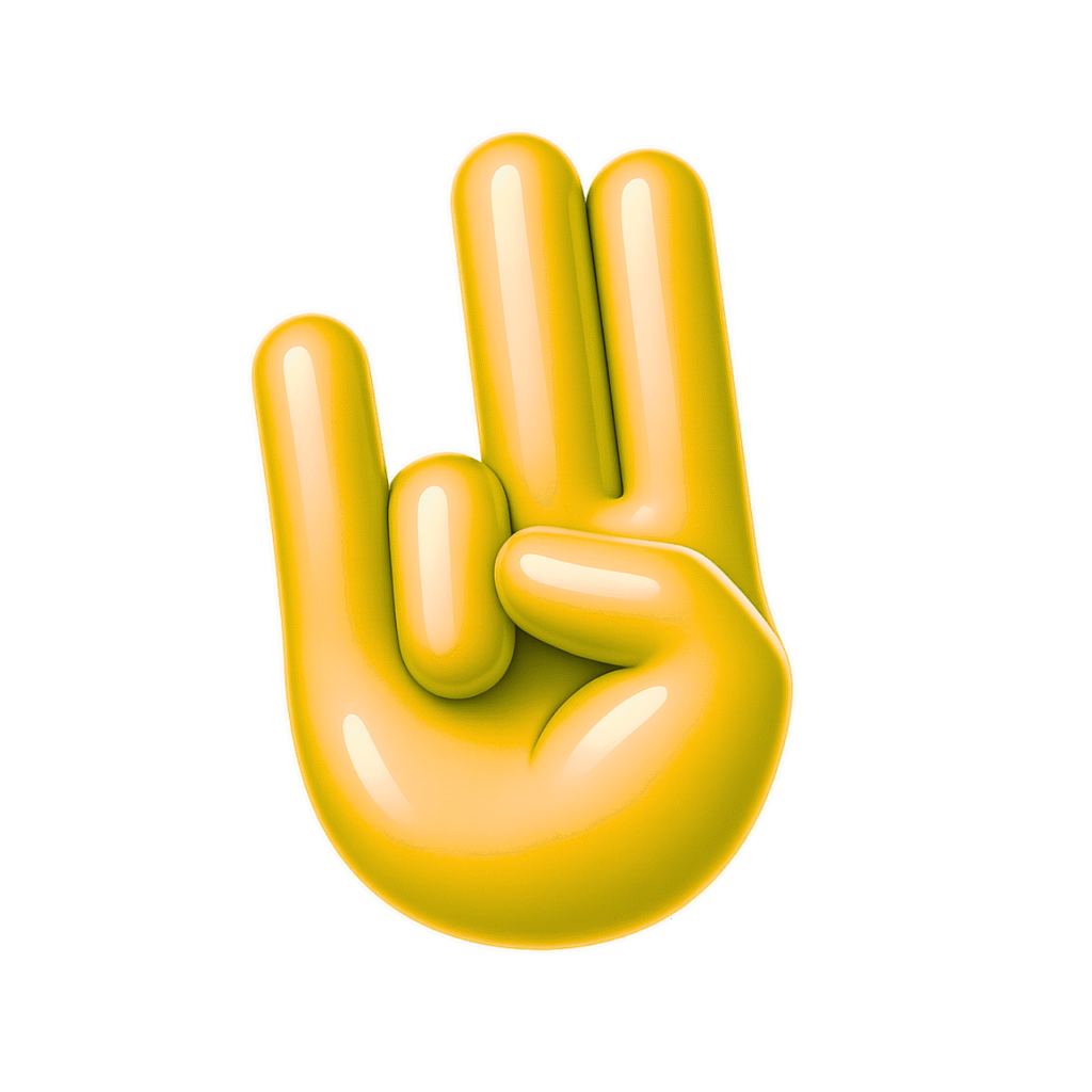 Bright yellow 3D cartoon-style shocker emoji with glossy finish and playful hand gesture
