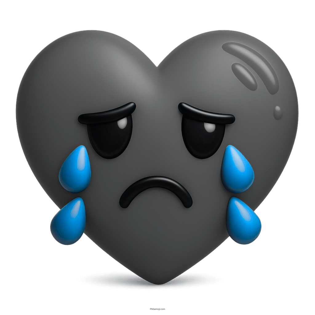 Crying black heart emoji showing sadness, emotional pain, grief, or heartbreak.