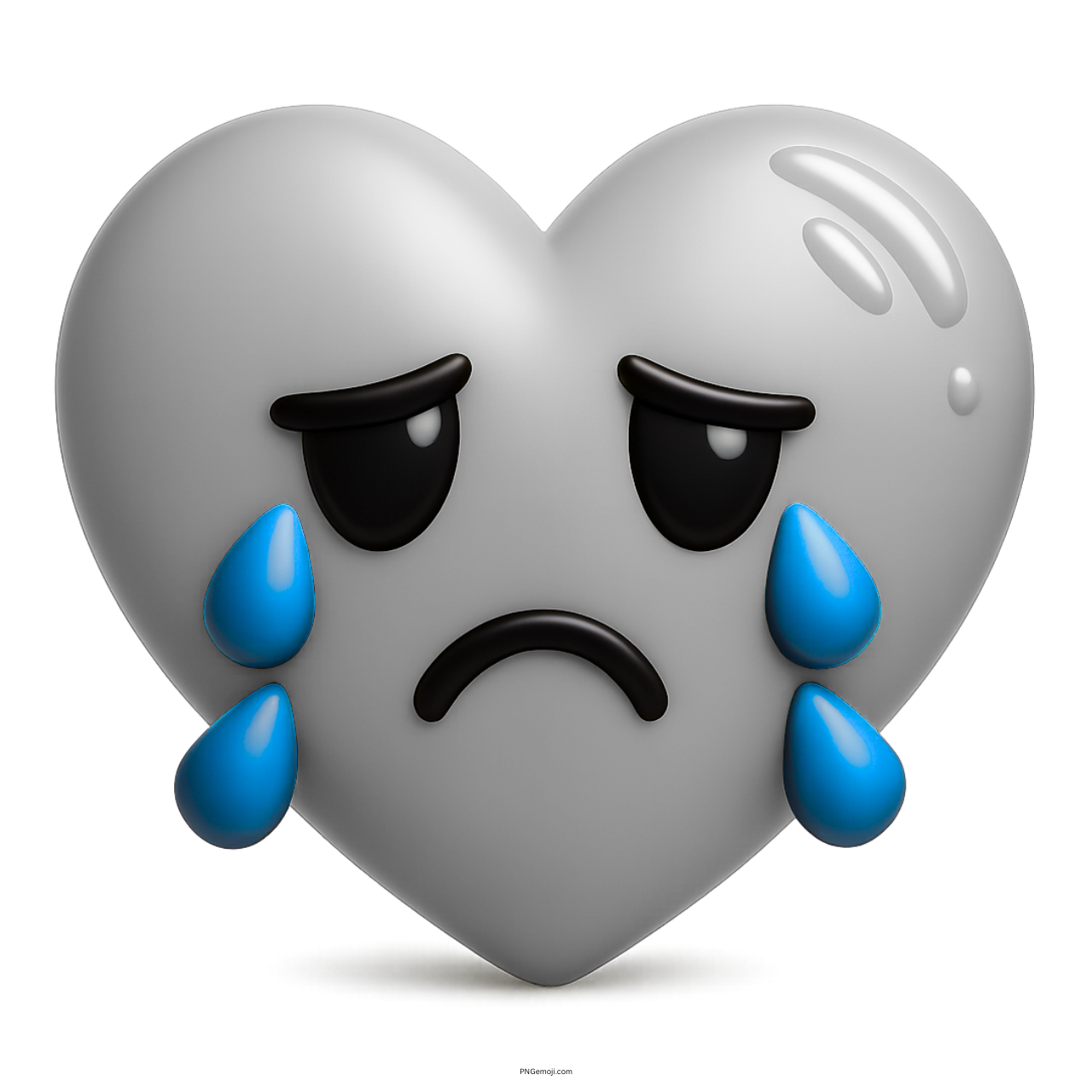Sad white heart emoji crying with teardrops, expressing emotional pain or grief.
