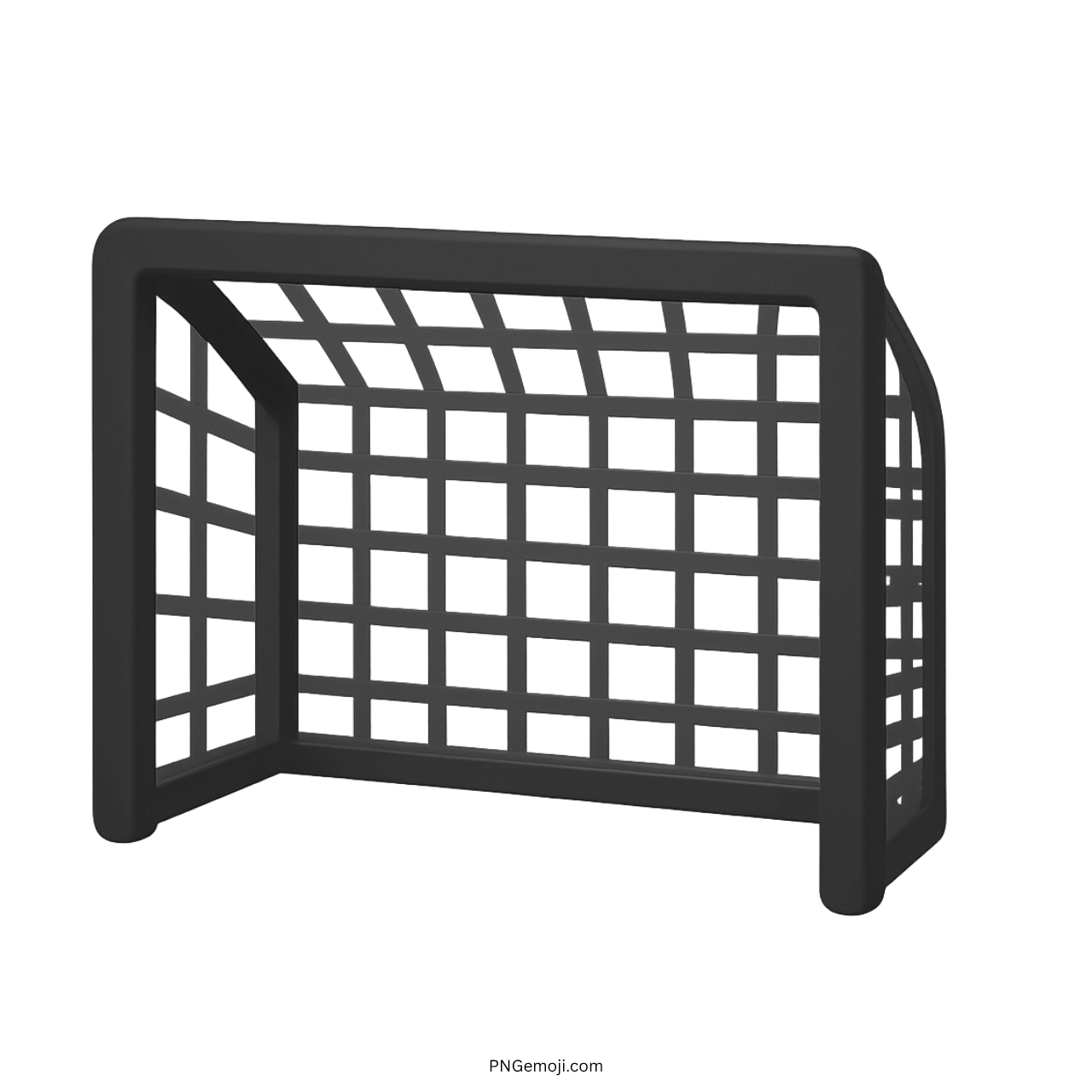 3D black goal net emoji football soccer gate with transparent background PNG