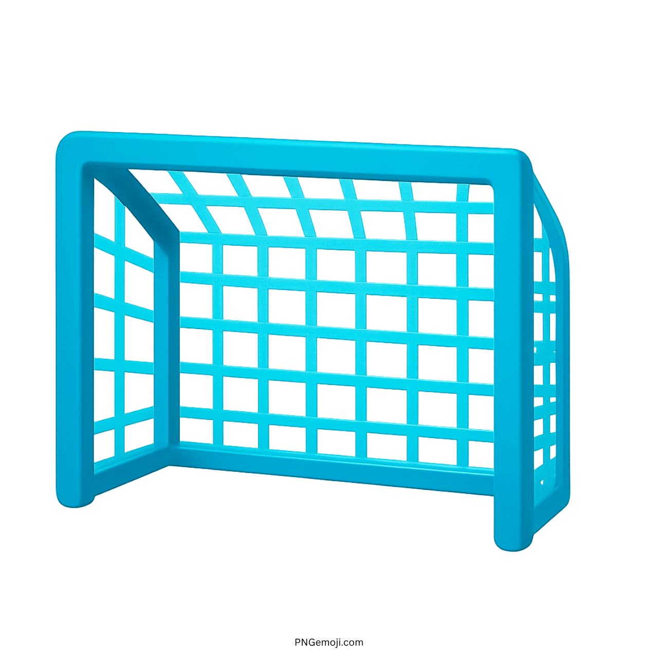 3D blue goal net emoji football soccer gate with transparent background PNG