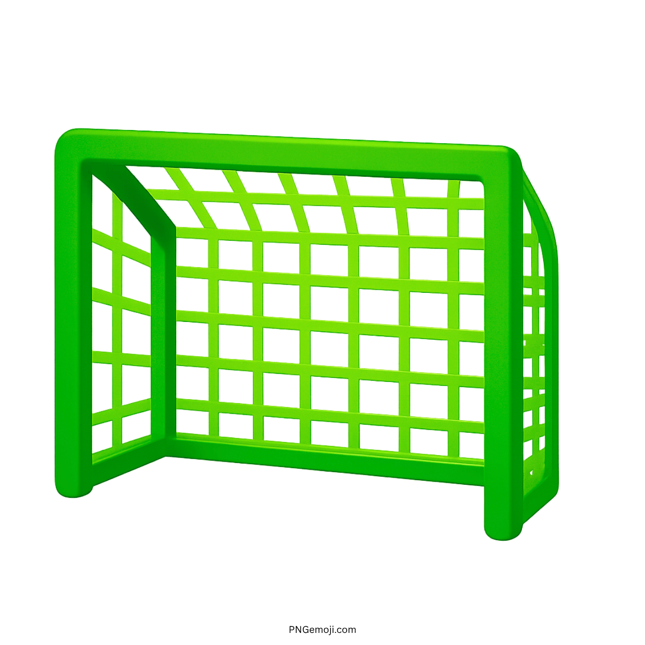 3D green goal net emoji football soccer gate with transparent background PNG