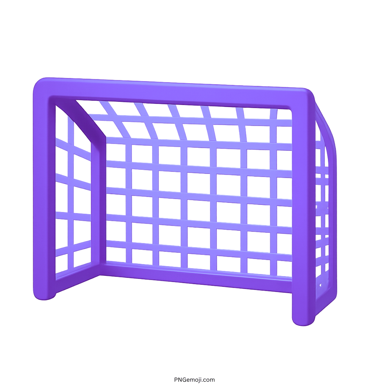 3D purple goal net emoji football soccer gate with transparent background PNG