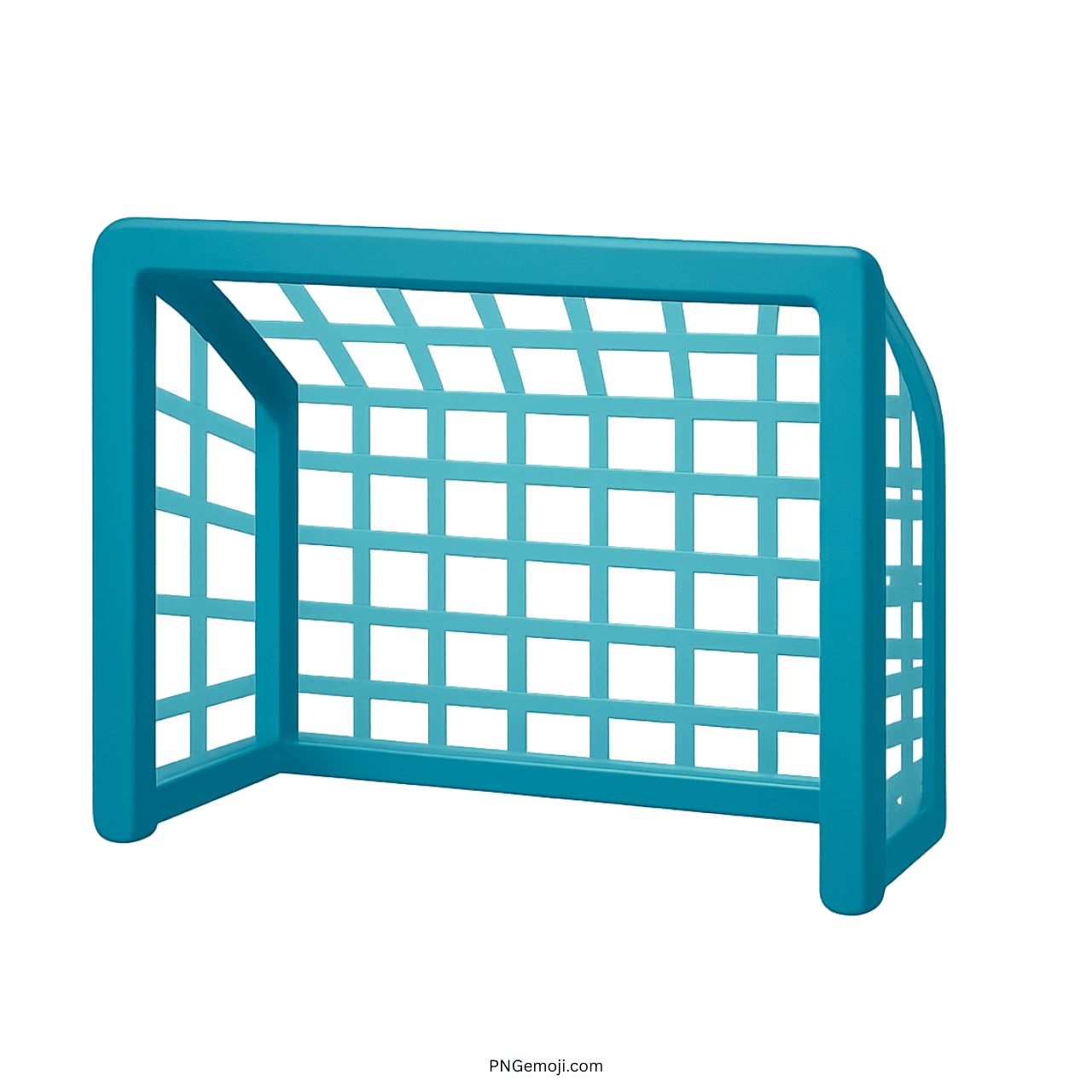 3D teal goal net emoji football soccer gate with transparent background PNG