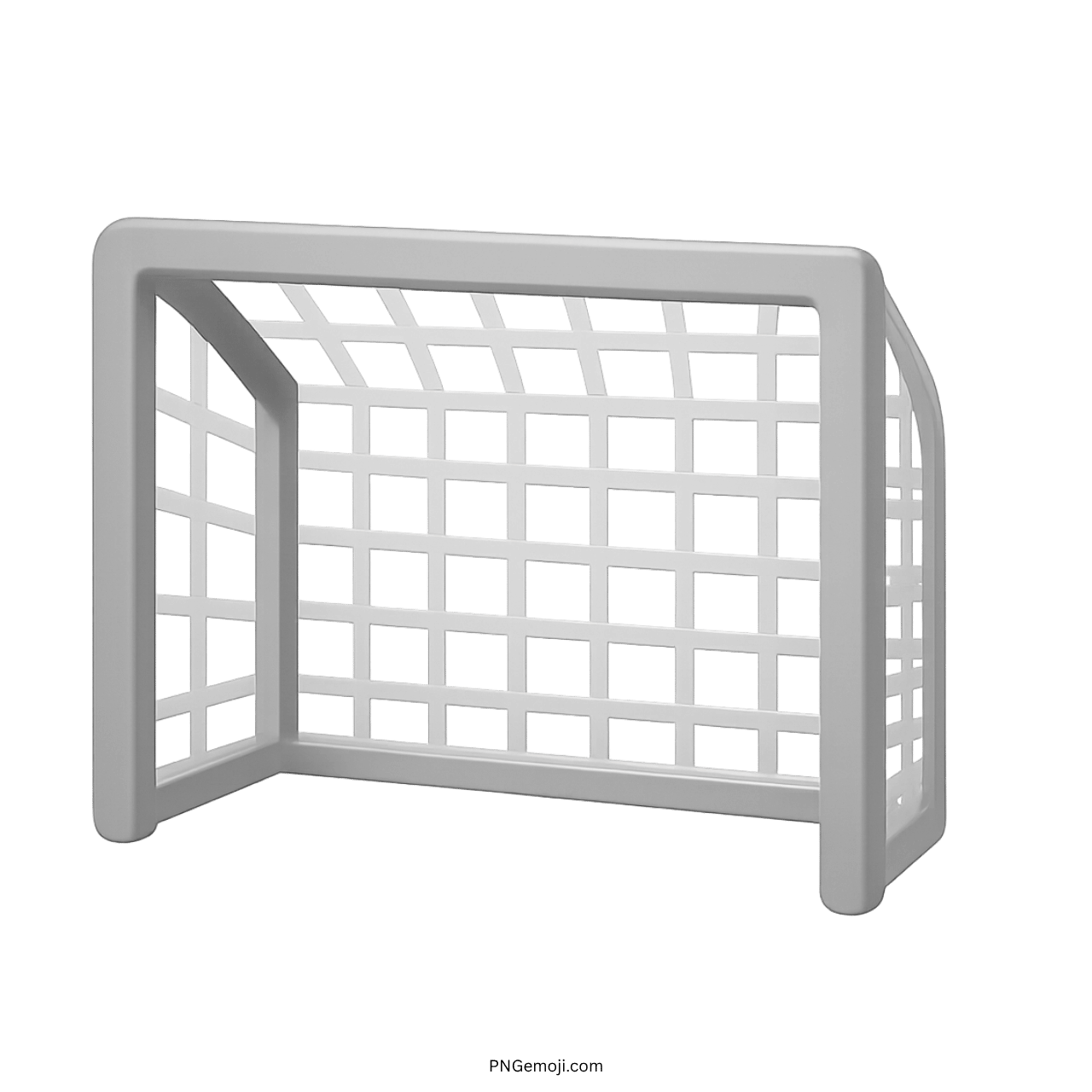 3D white goal net emoji football soccer gate with transparent background PNG