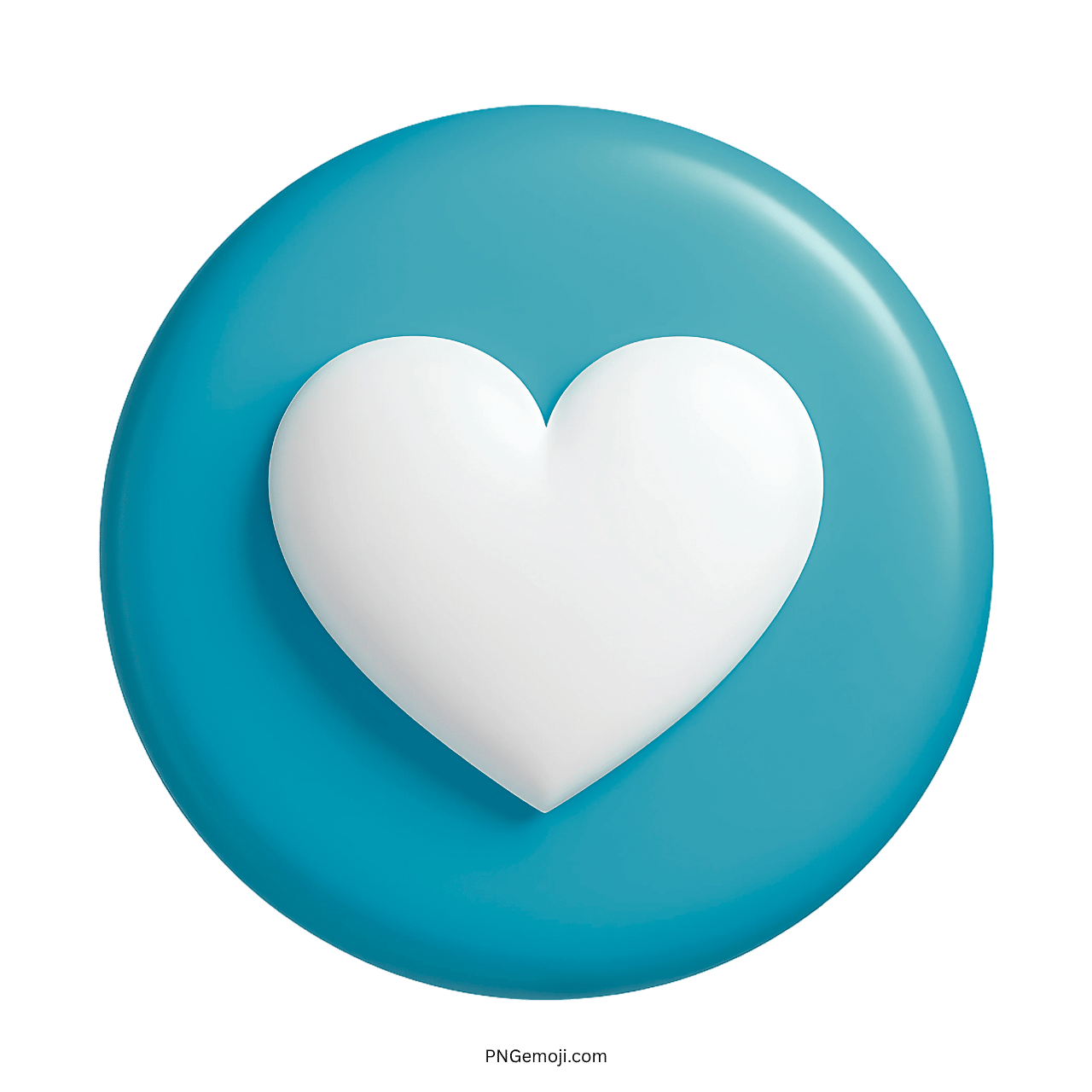 3D white heart on vibrant teal circle symbolizing trust, care, and digital affection