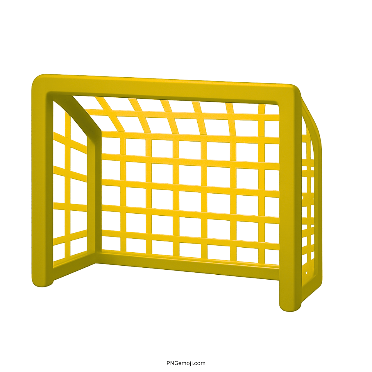 3D yellow goal net emoji football soccer gate with transparent background PNG