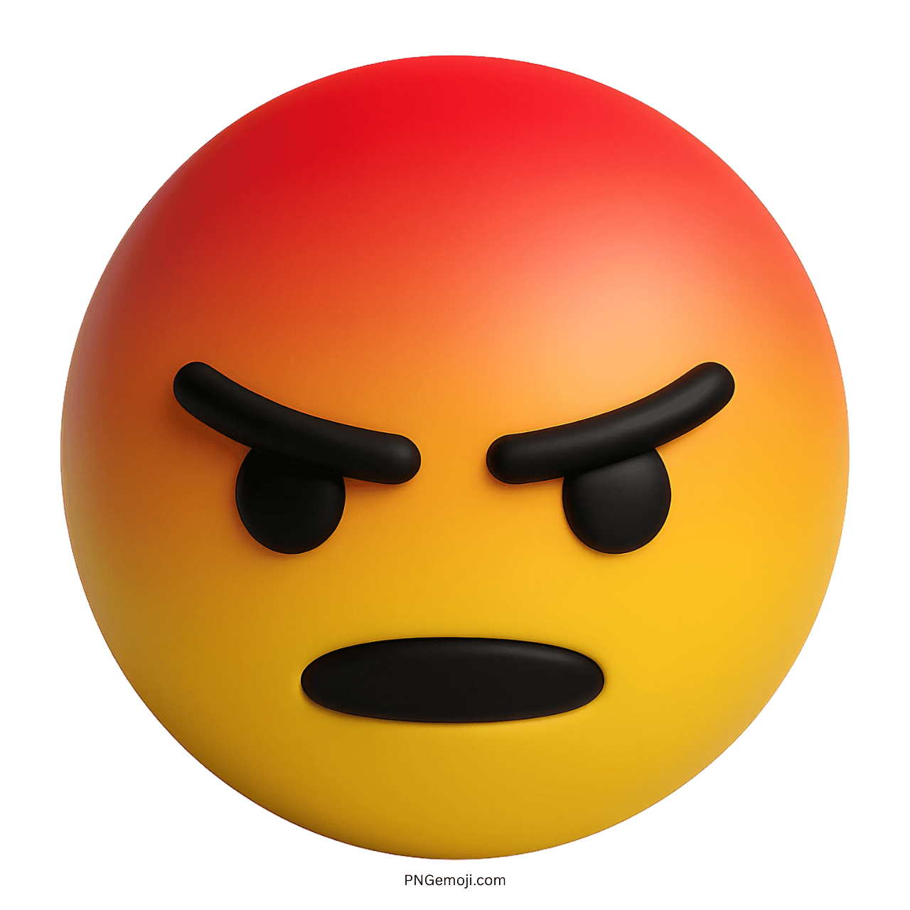 3D angry emoji with red-yellow gradient face and intense black frown