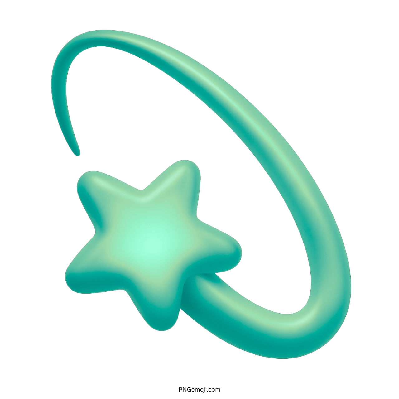 3D aqua glowing dizzy star emoji with swirling trail PNG image