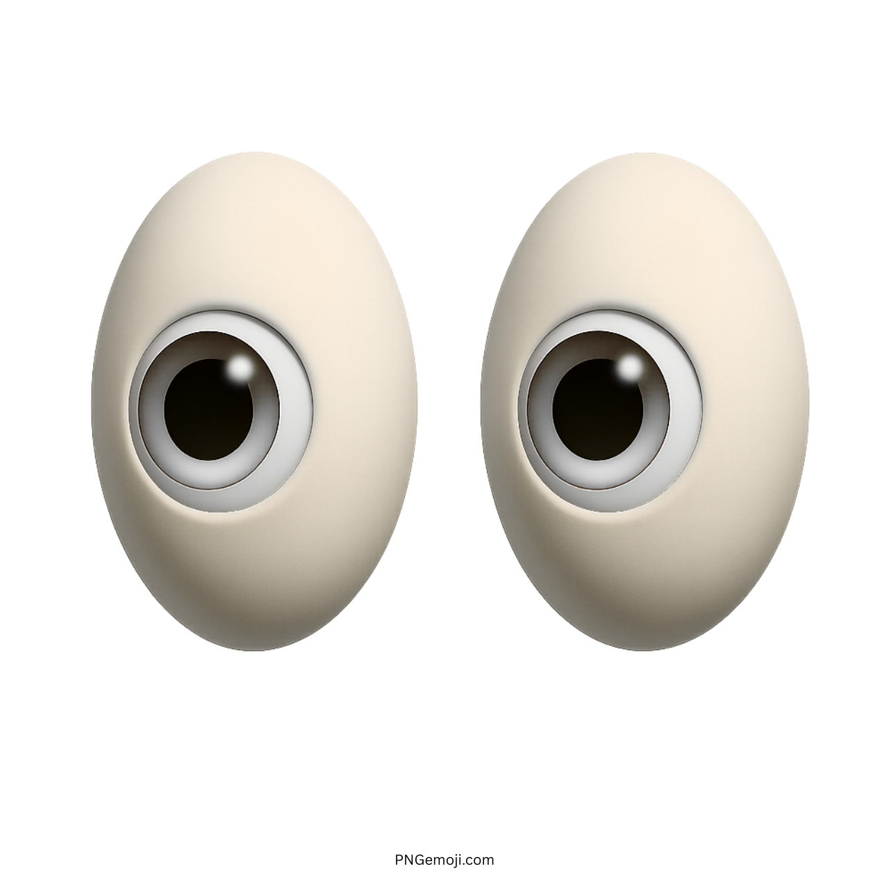 3D beige neutral eyes emoji icon with calm staring expression on transparent background