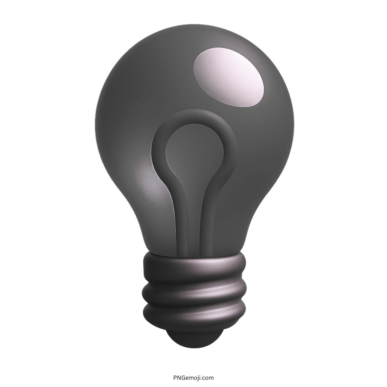 3D black light bulb emoji for dark mode idea symbol with transparent background