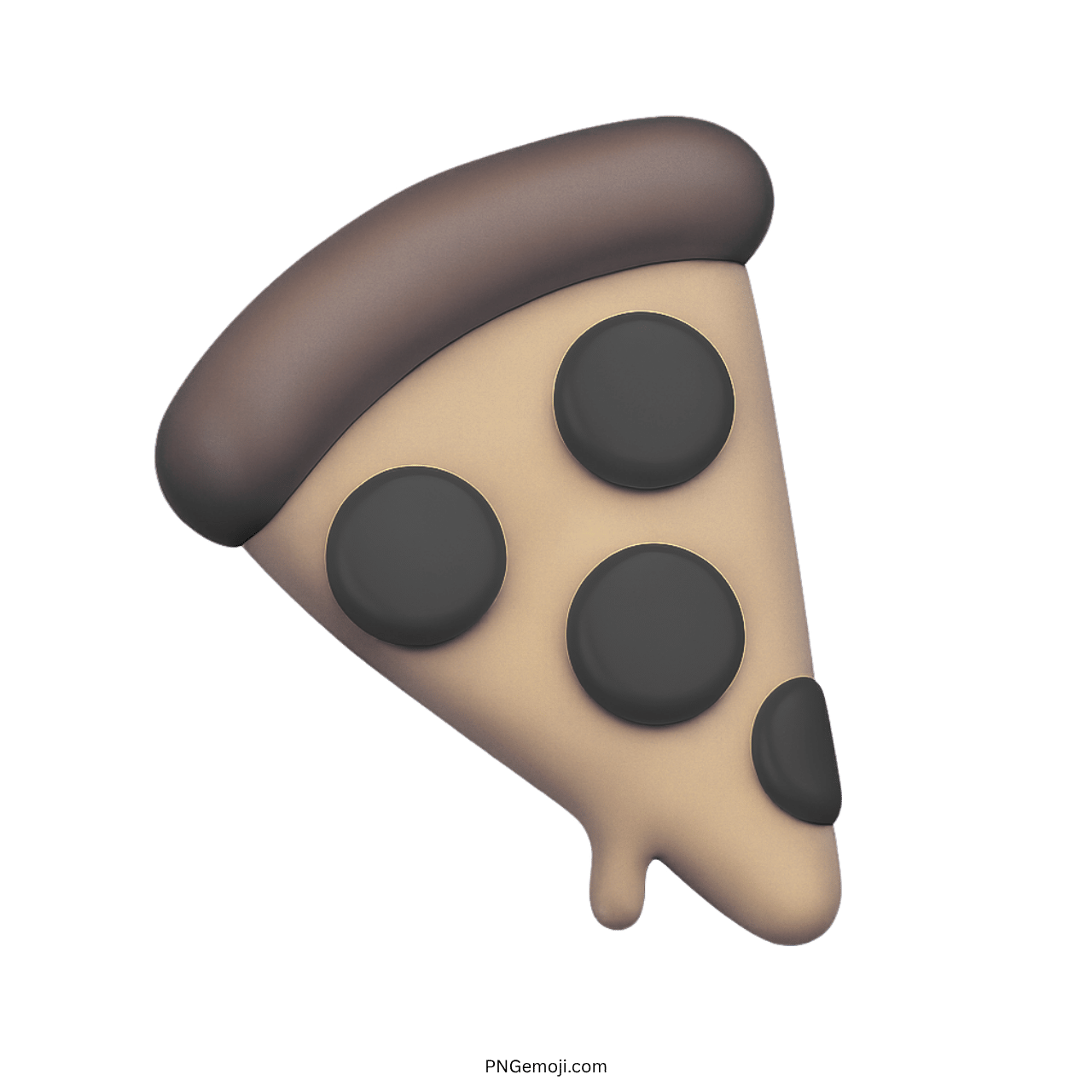 3D black pizza emoji slice with toppings and transparent background PNG format