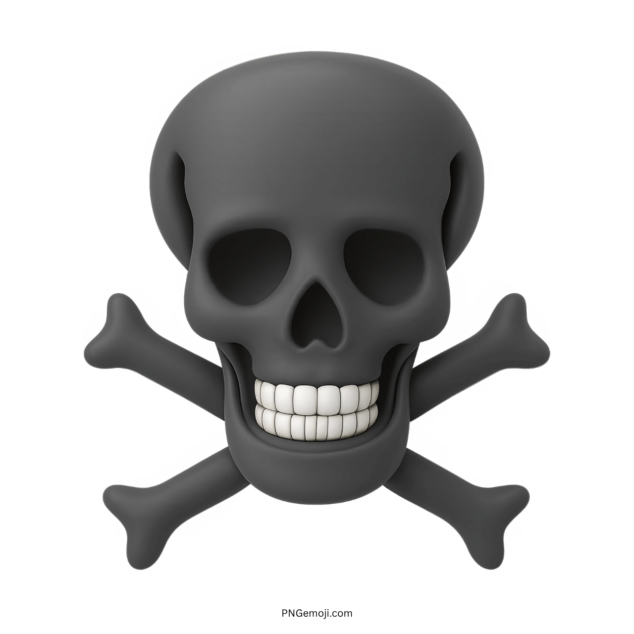 3D black skull and crossbones emoji symbolizing hazard, death, or pirate theme