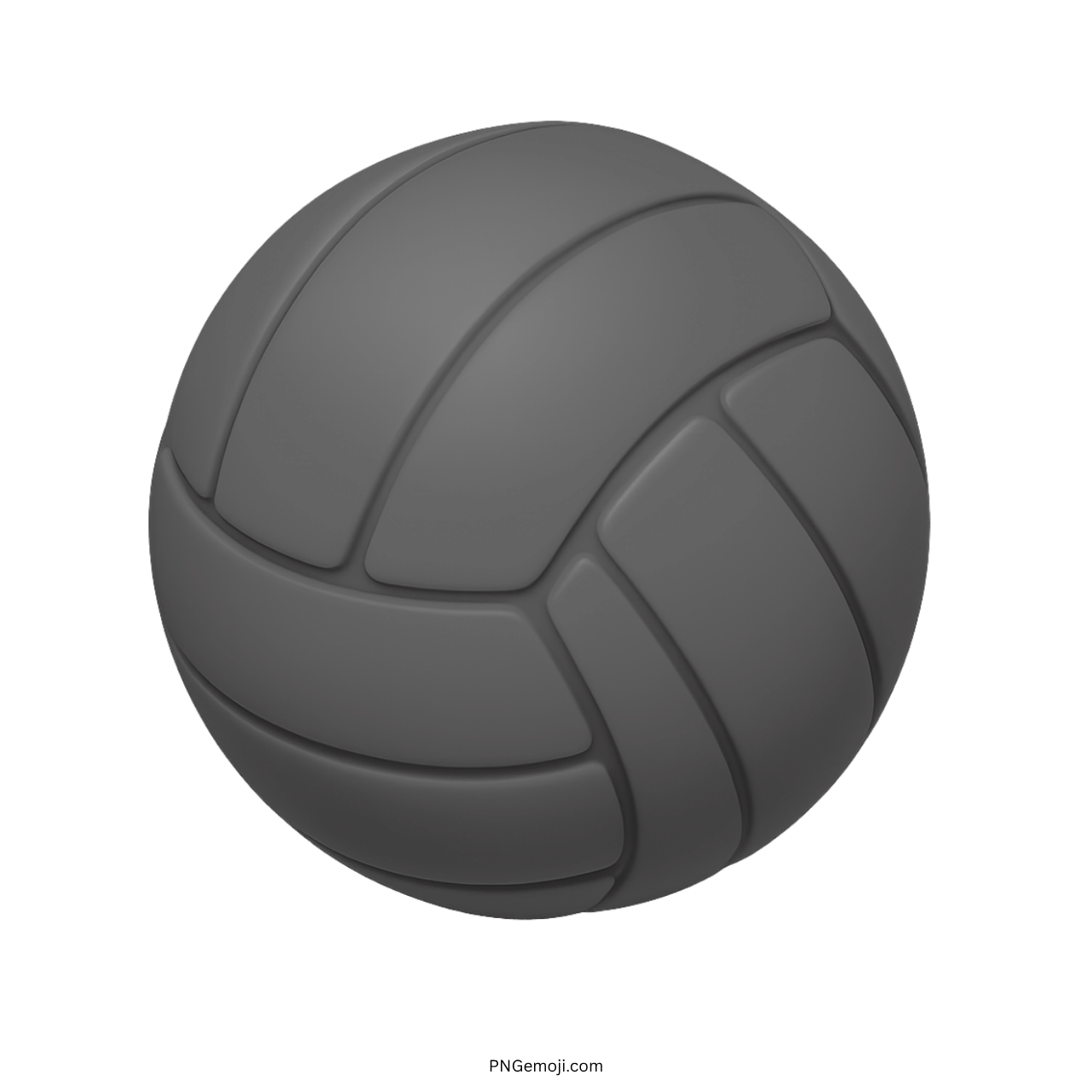 3D black volleyball emoji icon with sleek, matte surface and panel design on transparent background