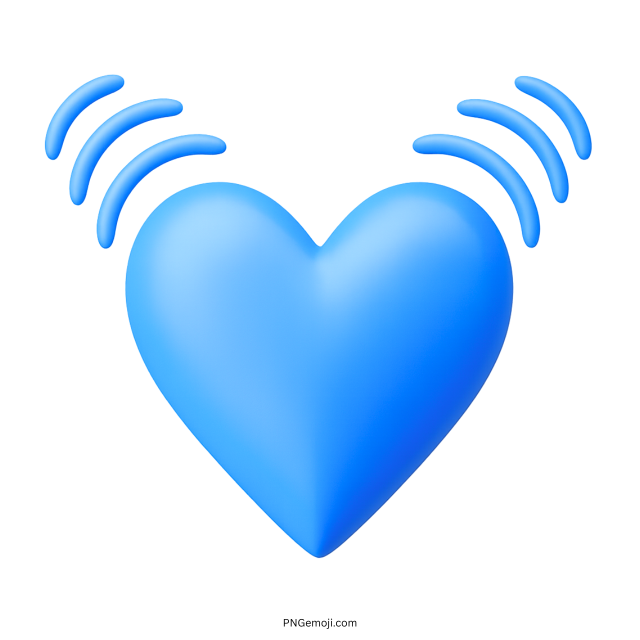 3D blue beating heart emoji with motion lines and transparent background PNG