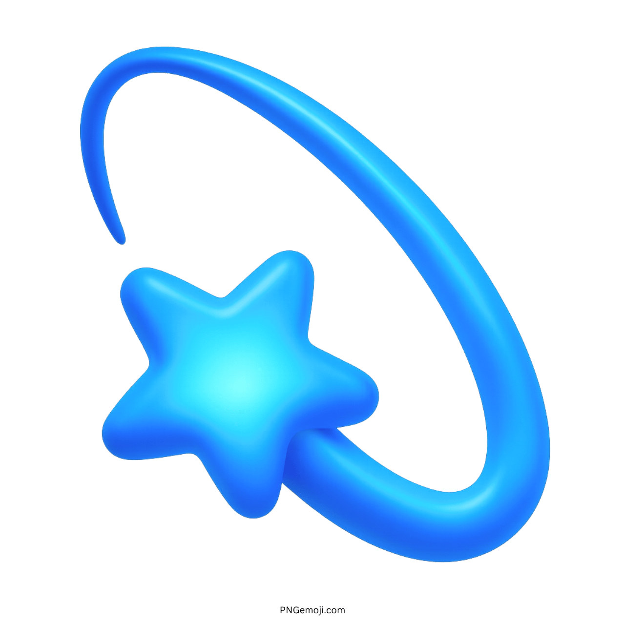 3D blue dizzy emoji with swirling star effect and transparent background