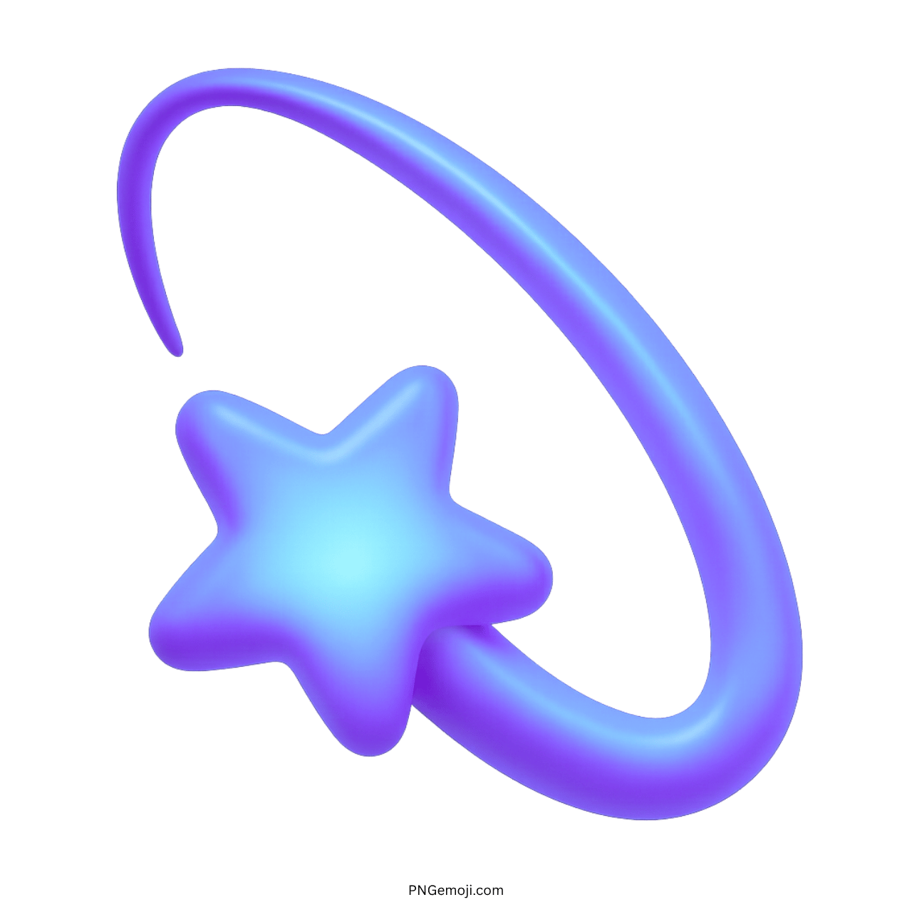 3D blue glowing dizzy star emoji with swirl motion trail PNG image