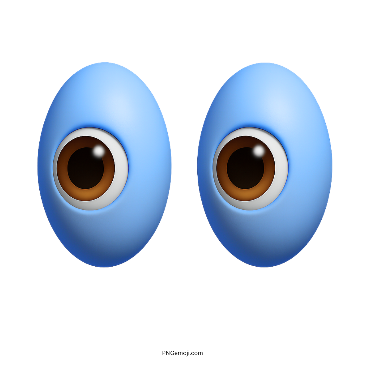 3D blue eyes emoji icon with curious wide look on transparent background