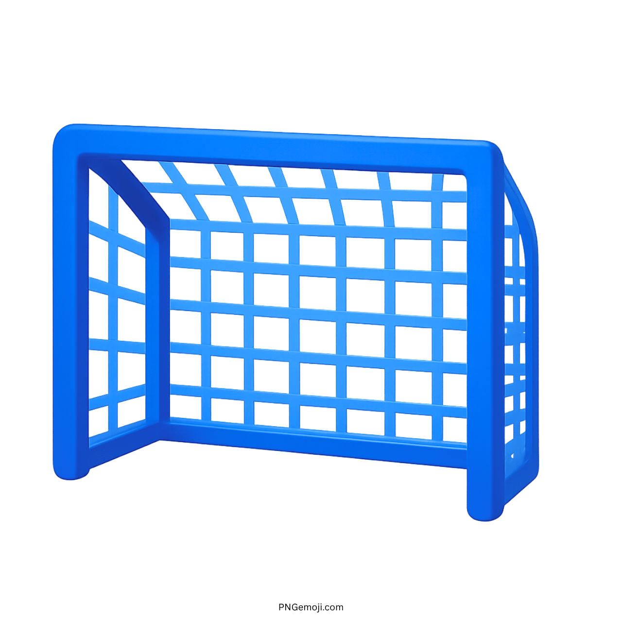 3D blue goal net emoji for soccer and football with transparent PNG background