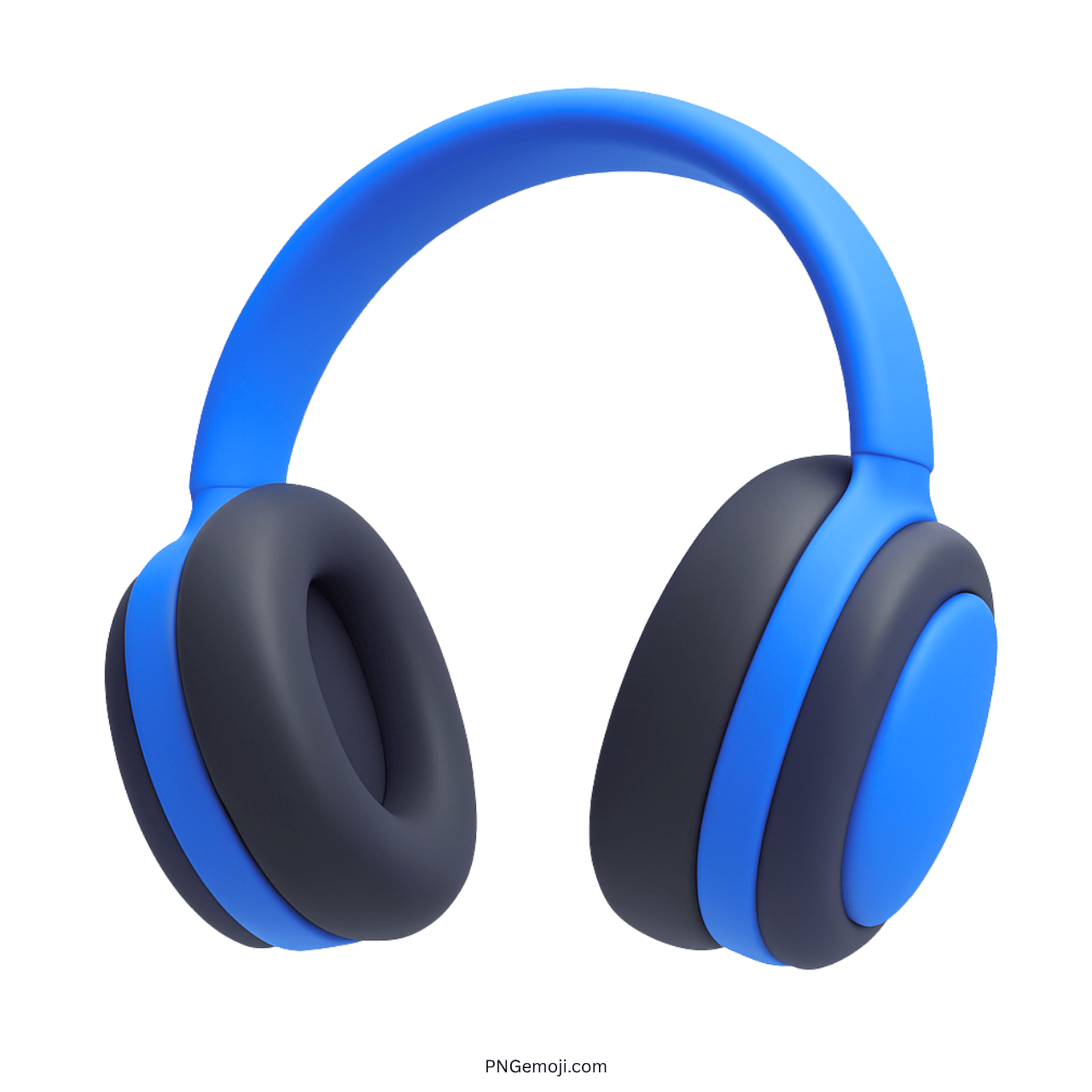 3D blue and black headphones emoji icon with soft ear cushions and curved band