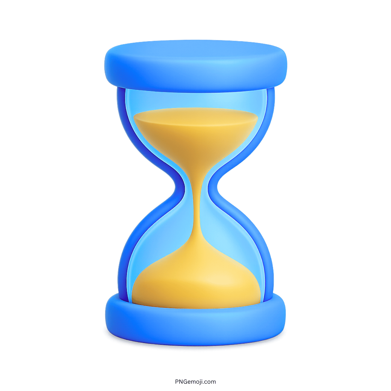 3D blue hourglass emoji sand timer icon with yellow sand