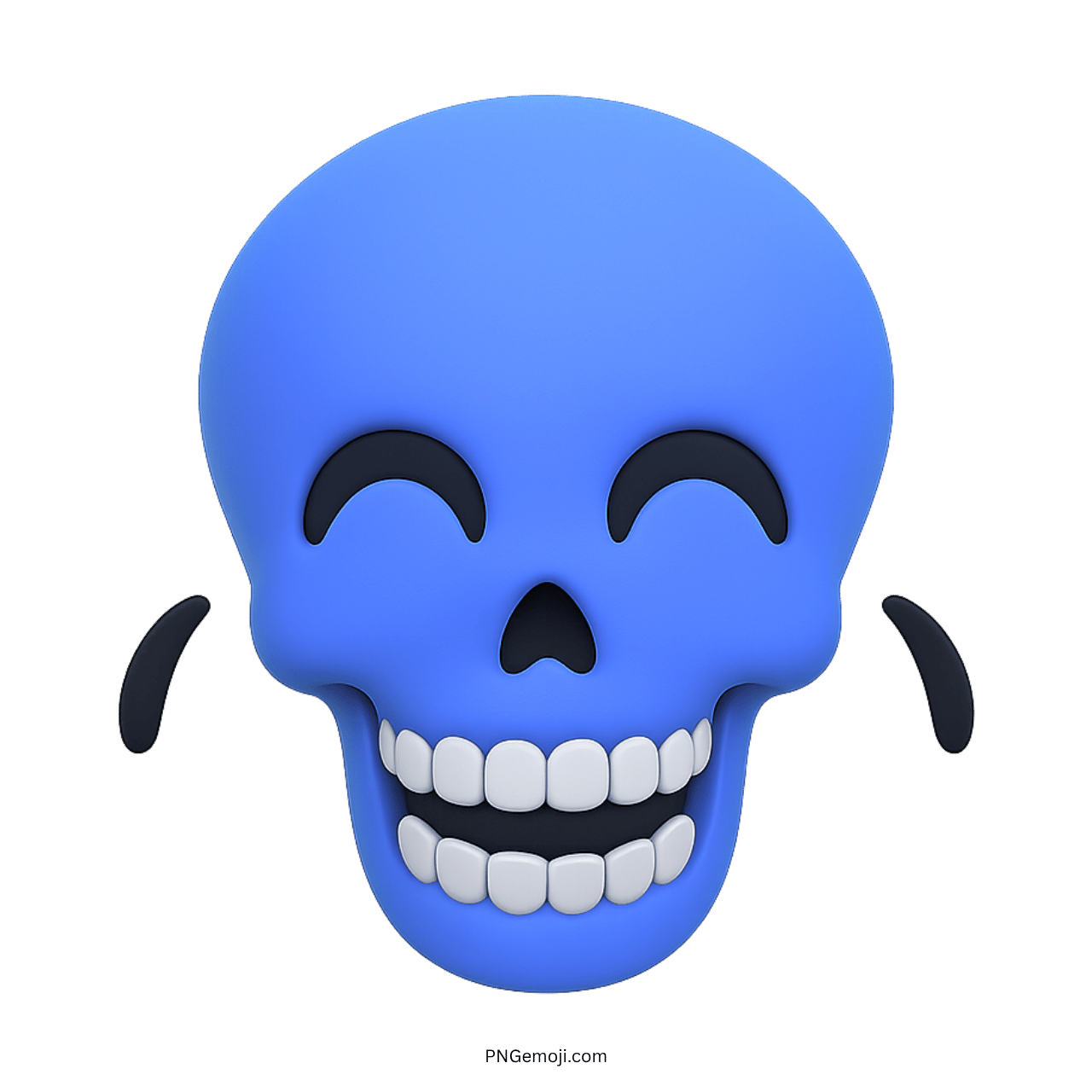 3D blue laughing skull emoji with tears of joy and wide smiling teeth