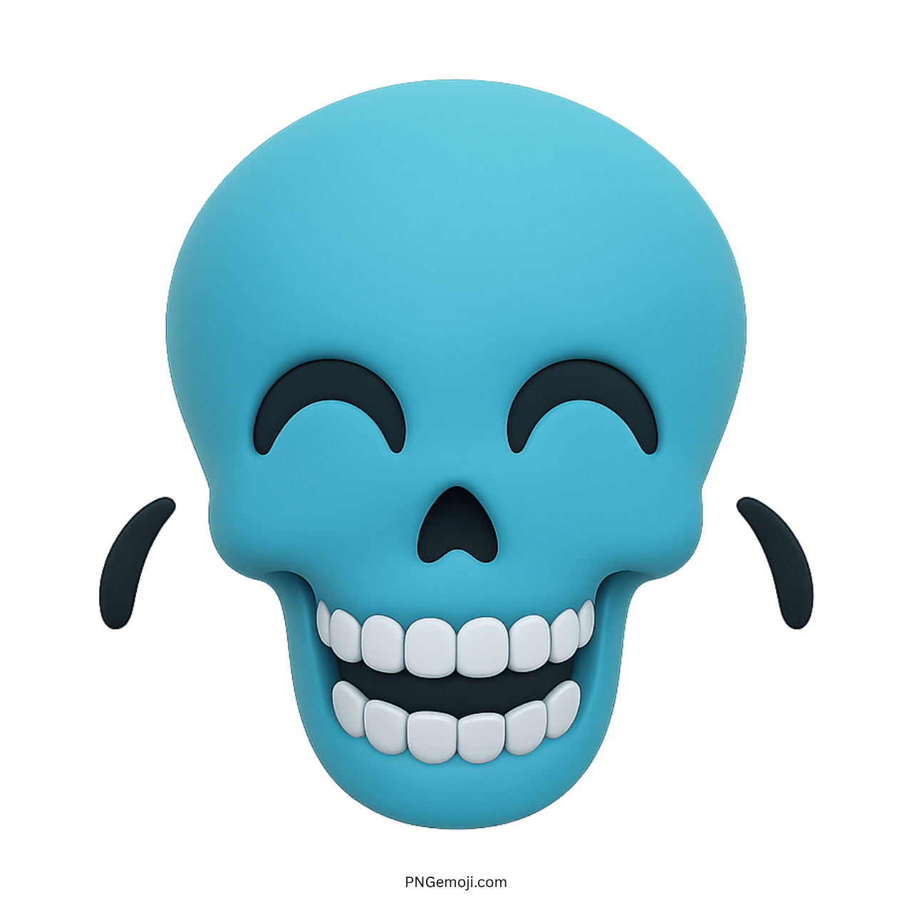 3D blue laughing skull emoji with comic expression and joyful tear drops