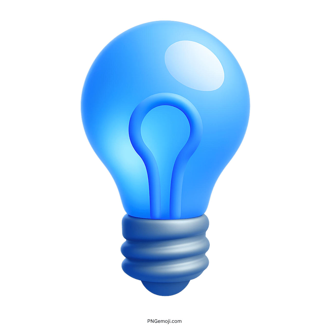 3D blue light bulb emoji symbol for ideas and creativity with transparent background