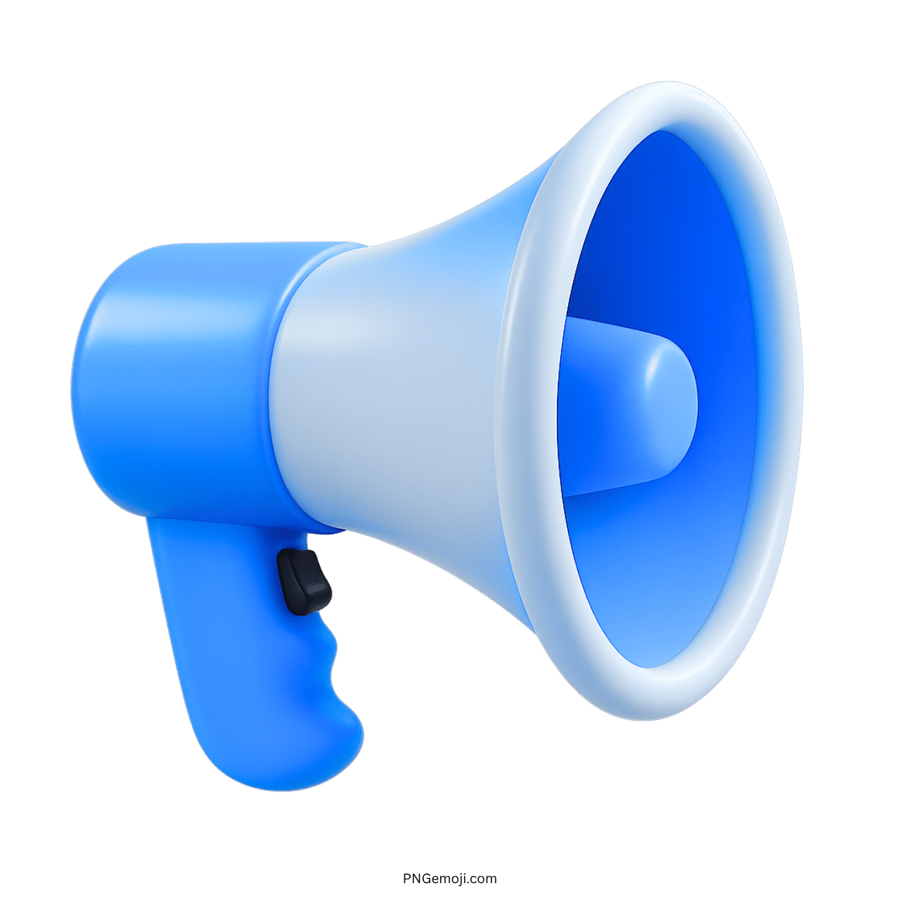 3D blue loudspeaker emoji with handle and transparent background high-res icon