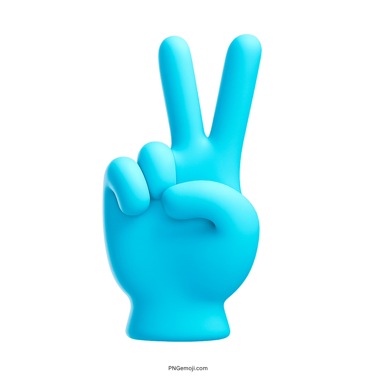 3D blue peace hand emoji showing two fingers with transparent background