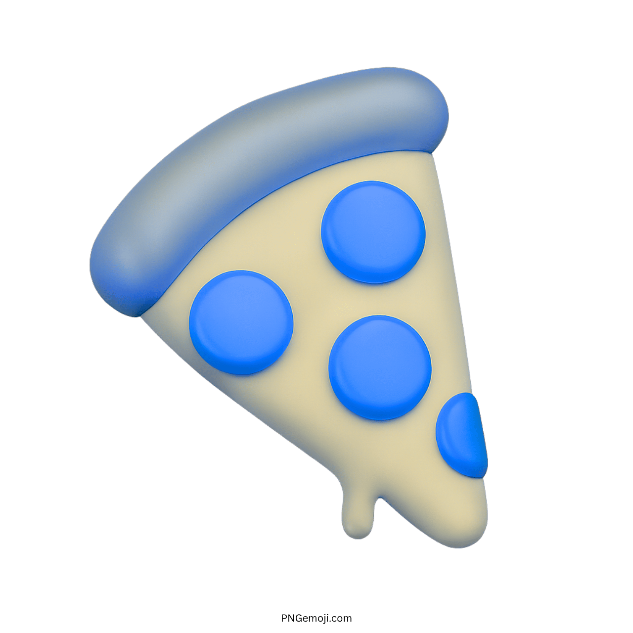 3D blue pizza slice emoji with pepperoni topping and transparent background PNG