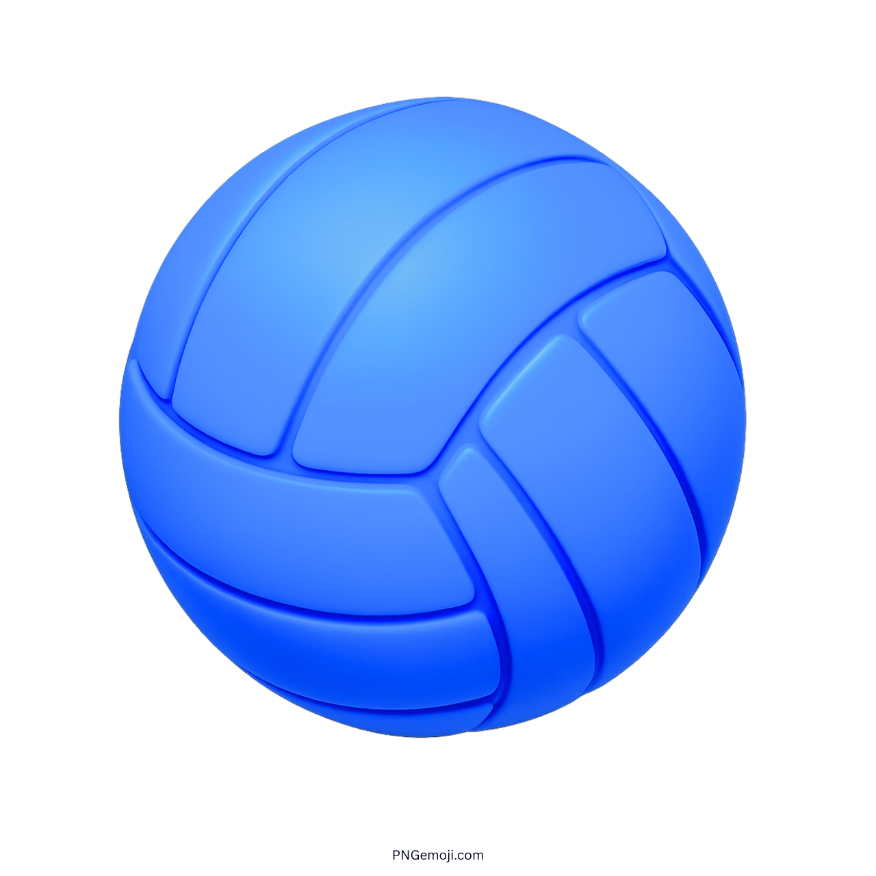 3D blue volleyball emoji icon with curved panel design on transparent background