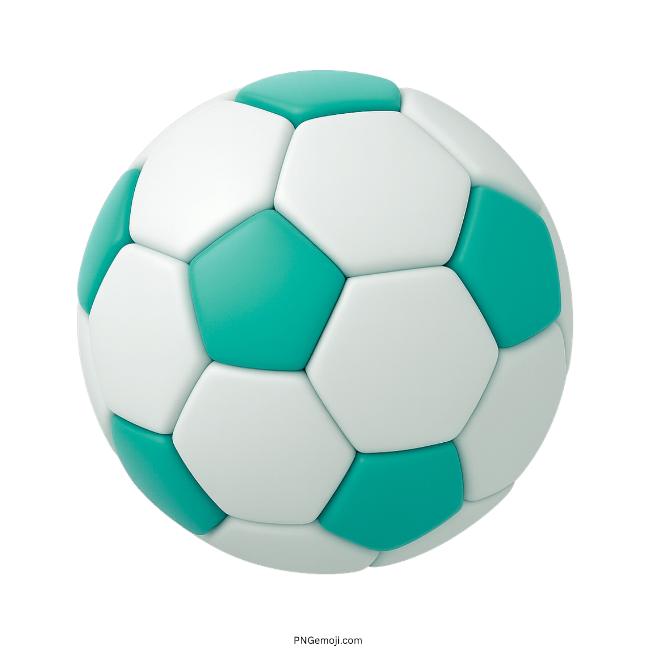 3D green and white football emoji with soft panels and transparent background